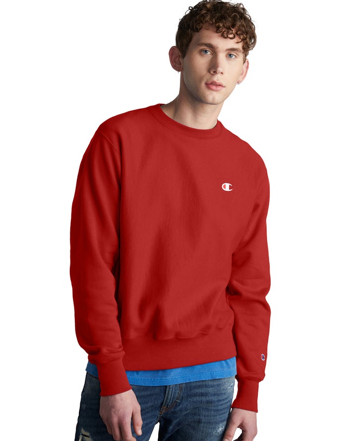 Champion Reverse Weave Crew Erkek Sweatshirt Kırmızı ( JBYVGA492 )